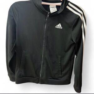 adidas Kids Black Jacket with White Stripes